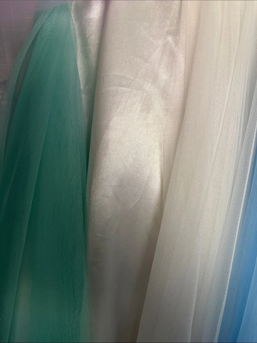 Bonnie Jean White Bodice Pastel Green Purple Blue Tulle Dress